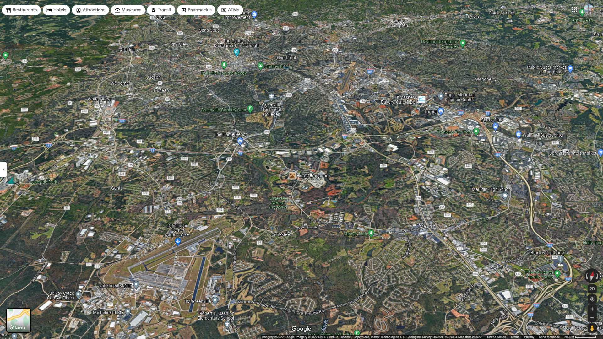 Greenville Aerial Map South Carolina